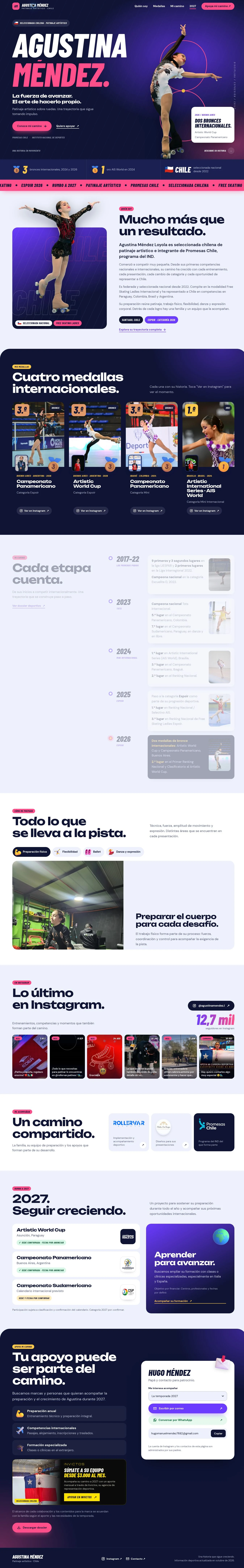 Página final de Agustina Méndez: portada, historia, medallas y trayectoria